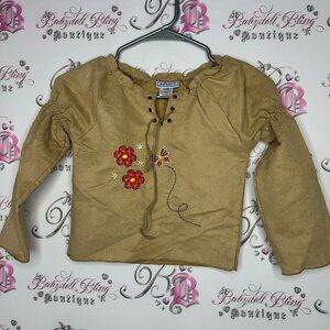 Dakota blues top bubble arms cinch detail faux suede western y2k cowgirl shirt
